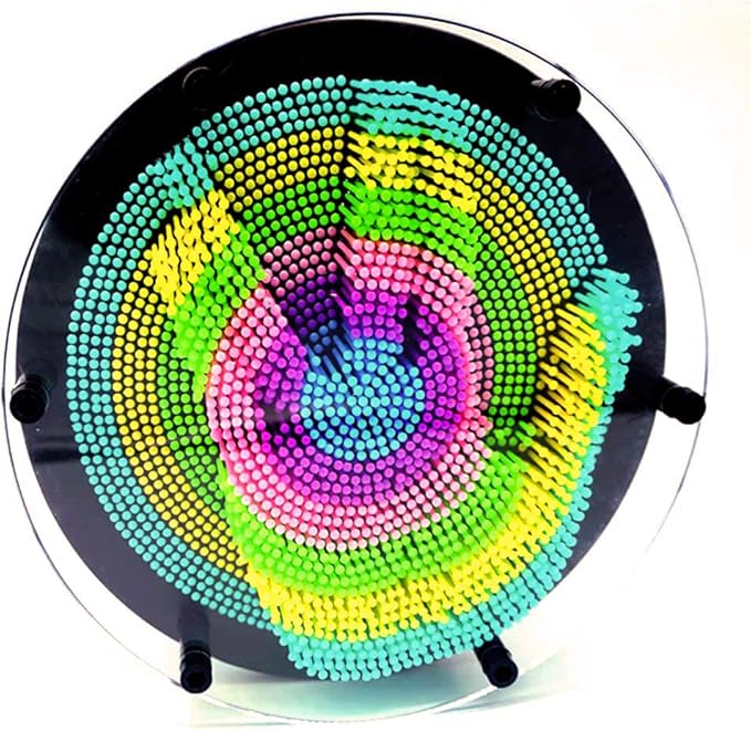 3D Pin Art Intellectual Fun Toy Rainbow Pin Art Palm Board Extra Large(8 x8 Inches) Arouse Sense of Imagination Innovative Boundless Creativity