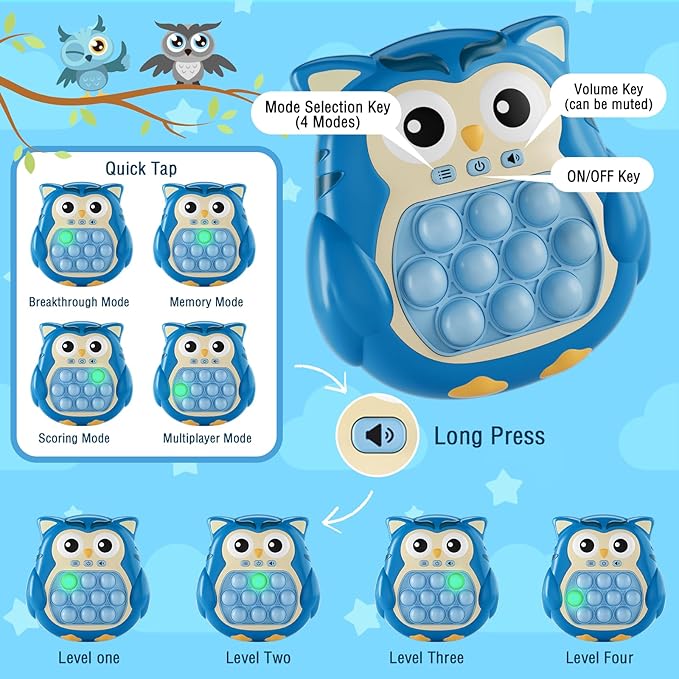 Sensory Pop Fidget Toys for Kids 3-12,Handheld Game for Kids,Light Up Fidget Toy,Travel Games,Airplane Toys for 3 4 5 6 7 8 9 Year Old,Quick Push Pop Game Christmas Birthday Gifts for Boys and Girls