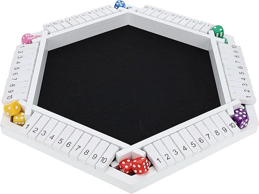 Shut The Box Game 6 Player – White Painted Wood, Wooden Board Game, Table Games for Adults, Bar Games, Portable Dice Game for 1-6 Players, Classic