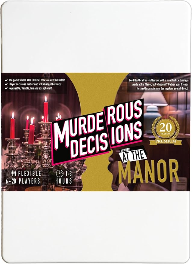 Murder at The Manor Premium (2024) 6-20 Player Flexible Murder Mystery Dinner Party Game