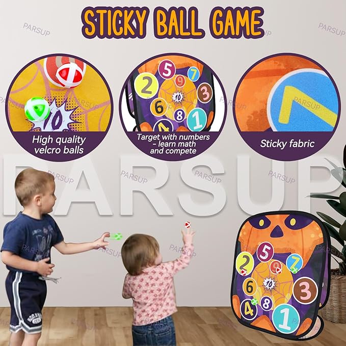 Happy Halloween 3 in 1 Bean Bag Toss Games, Halloween Party Games Outdoor with Pumpki Skull Eyeball Spider Pattern and Scores, Halloween Games and Activities for Family Toss Game