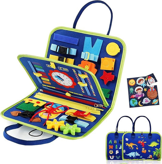 Toddler Busy Board Montessori Busy Board for 1 2 3 4 Year Old, Educational Activities Developing Preschool Learning, Sensory Board Fine Motor Skills, Travel Toys for Car Plane