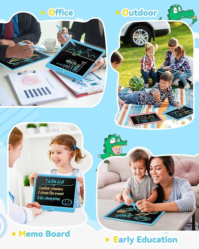 KOKODI LCD Writing Tablet, 12 Inch Colorful Toddler Doodle Board Drawing Tablet, Erasable Reusable Electronic Drawing Pads, Educational and Learning Toy for 3-6 Years Old Boy and Girls