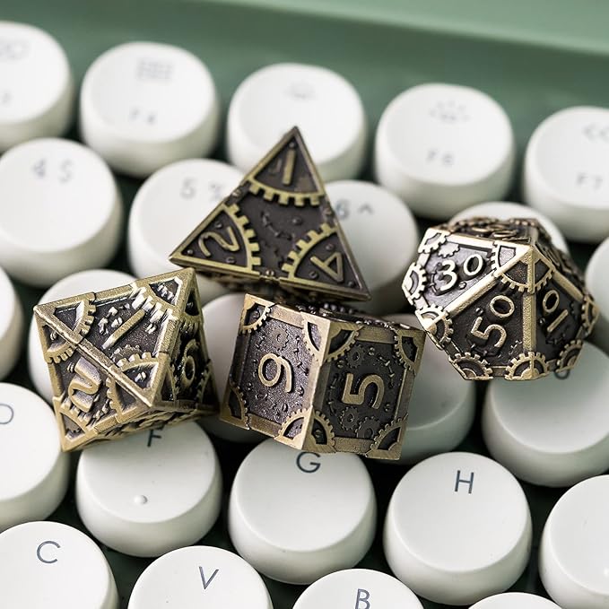 UDIXI Metal Dice Set 7 Die Polyhedral Dice Set DND Dice for Dungeons and Dragons Role Playing Game and Other Board Game (Ancient Bronze)