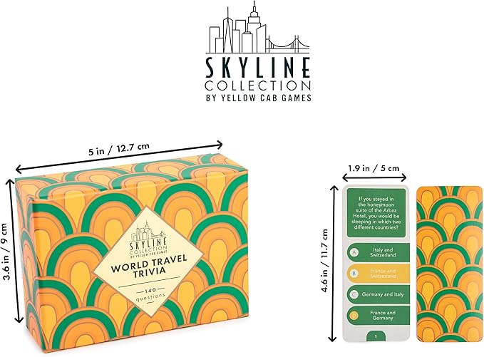 Skyline Collection Trivia Set - World Travel Trivia, 140 Question Cards - Game Night Entertainment for Families & Friends