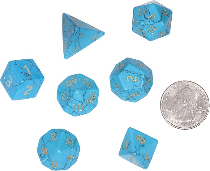 Nupuyai Healing Blue Howlite Turquoise Crystal D&D Polyhedral Dice Set with Box for Dungeons and Dragons, Set of 7 Table Top Game Dice for RPG MTG Roleplaying Collection