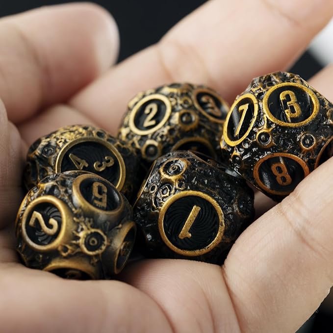DND dice Set Metal dice Role Playing Metal Polyhedral Dice Dungeons and Dragons Dice (Brass)