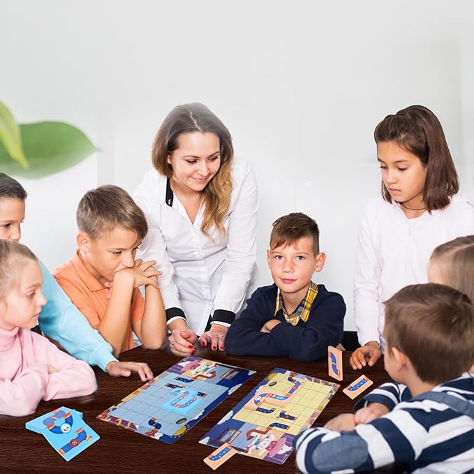 Match Pipe Puzzle Board Game,with Game Cards（30 Scenes）,Classic Path Planning Game,STEM Educational Toys,Family Game,Children's Day Gifts,Logic Labyrinth Games for Adults and Kids(2 Puzzles).