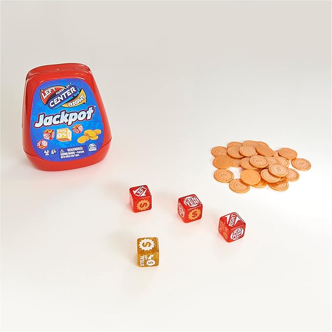 The Game of Left Center Right, Jackpot Dice Game Small Group or Large Party Family Travel Board Game, for Kids & Adults Ages 8 and up