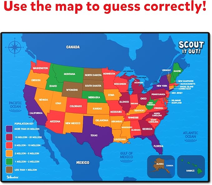 Skillmatics Board Game - Scout It Out 50 States, Guessing & Trivia Game for Families, Educational Toys, Card Games for Kids, Teens and Adults, Gifts for Boys and Girls Ages 7, 8, 9 and Up