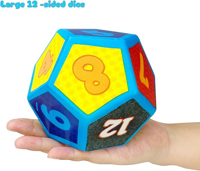 1 PC 12 Sided Game Dice 4.7 Inches Foam Playing Dodecahedrons Dice Kids Board Game Educational Toy for Table Games,to Get Your Lucky Numbers!