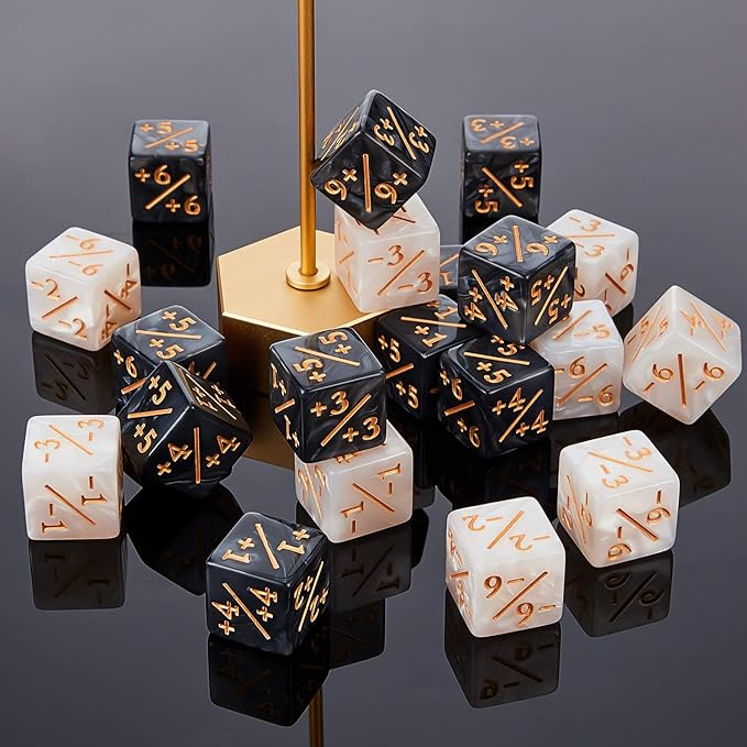24 Pieces MTG Counters Dice +1/+1 Buff Tokens Black Plus 1 Counter Magic Dice Set for MTG D6 TCG Cards Gaming Accessories