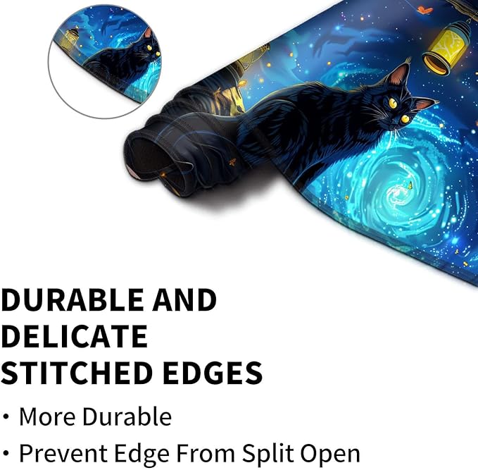 for MTG Playmat for Trading Card Games, Non-Slip Rubber Smooth Surface with Stitched Edges, Durable Desk Pad for Card Games, Custom Playmat Anime Playmat, A Mysterious and Stealthy Feline