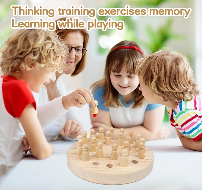 Wooden Memory Chess, Double-Sided Color, Kids Wooden Memory Match Stick Chess with Storage Bag
