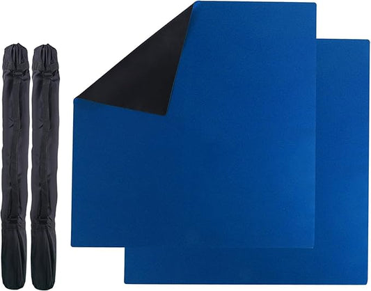 GSE Games & Sports Expert 32 x 32 Inches Rubber Anti-Slip Playmat, Mahjong, Dominoes, Poker Cards and Board Games Tabletop Cover Mat with Carrying Bag (2-Pack, Blue)