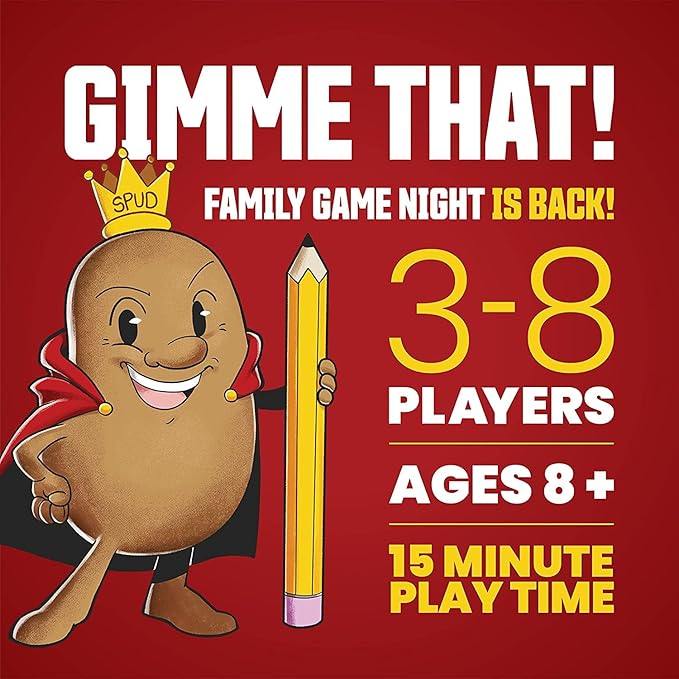 Gimme That! by The Creators of Taco Cat Goat Cheese Pizza, Family Party Game 3 to 8 Players, Ages 8+, 1 Minute to Learn and Ridiculously Fun to Play!