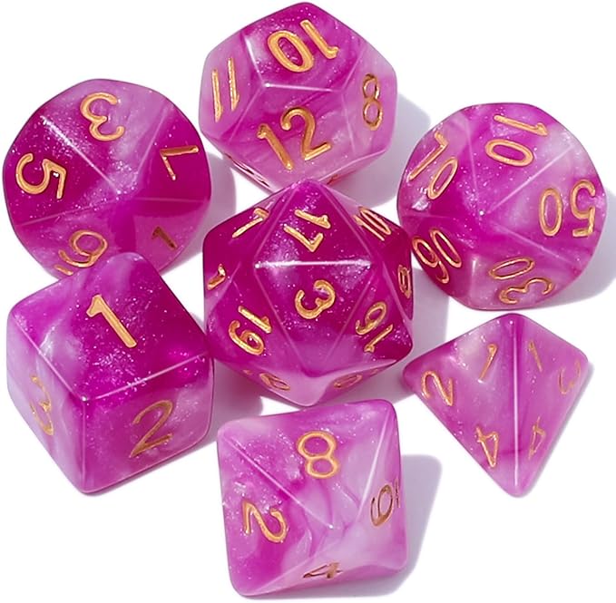 CiaraQ DND Polyhedral Dice Set with a Black Dice Bag for D&D RPG MTG Role Playing Table Games(Light Pink)