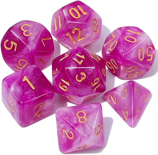 CiaraQ DND Polyhedral Dice Set with a Black Dice Bag for D&D RPG MTG Role Playing Table Games(Light Pink)