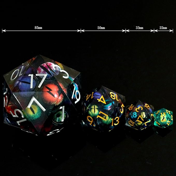 Dungeons and Dragons Dice D20,85mm Dragon Eye D20,Liquid Core Dice for TTRPG