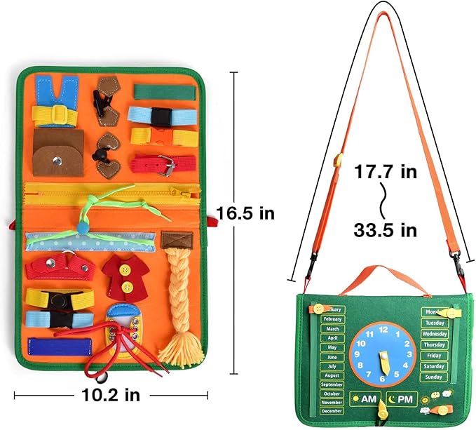 Busy Board Montessori Toys for 1 2 3 4 Year Old Boy & Girl Birthday Gifts, Busy Book for Toddlers 1-3, Toddler Autism Sensory Board Toddler Travel Toys Fine Motor Skills
