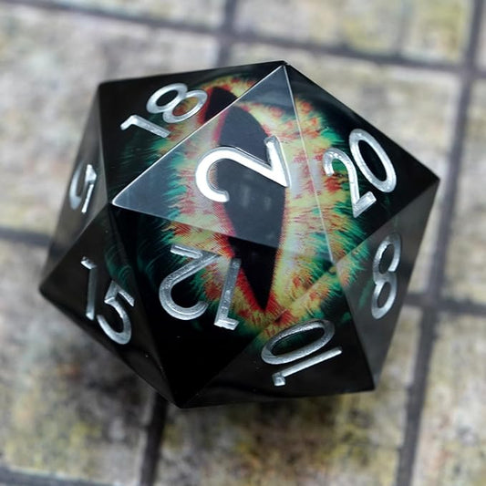 Dungeons and Dragons DND Dice D20, Moving Eyeball Liquid Core Dice Set D&D 33MM Oversized D20 Single Sharp Edge Resin dice with Gift Case, Polyhedral Dice for Role Playing Game