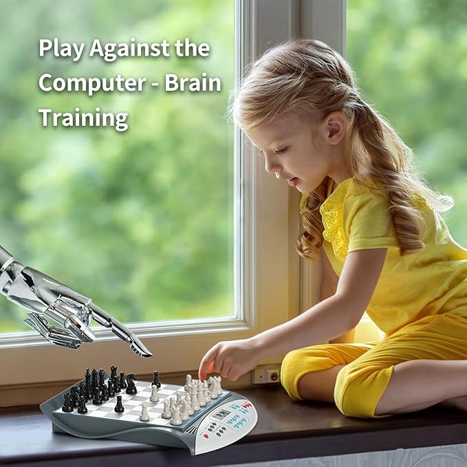Talking Chess Master Electronic Chess Set - Electronic Chess Board with Voice Teaching System - Kids Learning Trainer - 32 Levels 2000 ELO Computer Chess Game with Sensor Chess Board Magnetic Pieces