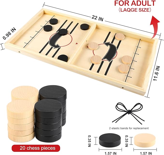 Fast Sling Puck Game for 2 Players, TMIYO Wooden Table Hockey Family Game for Kids or Adults, Super Foosball Slingshot Paced Winner Board Games Parent-Child Interaction Toy