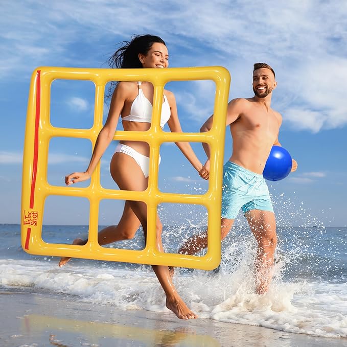Pool Toys - Tic Tac Toe Inflatable Pool Games - Pool Games for Adults Teens 2-6 Players - Swimming Pool Water Toys- Pool Party Decorations - Yellow L (56 * 54")