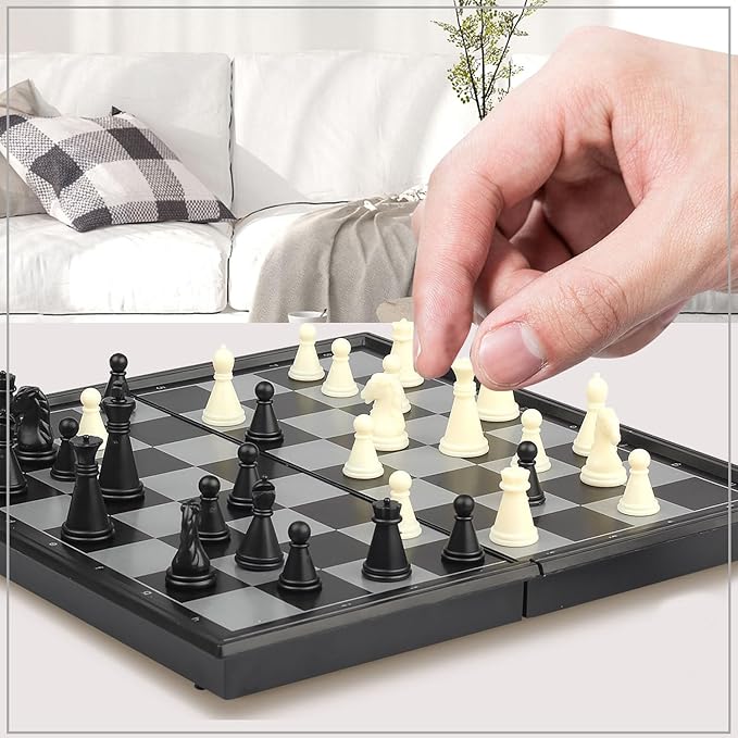 Travel Chess Set Magnetic Portable Folding Board - Small Mini Pocket Chess Set (X-Small / 5.9 Inch)