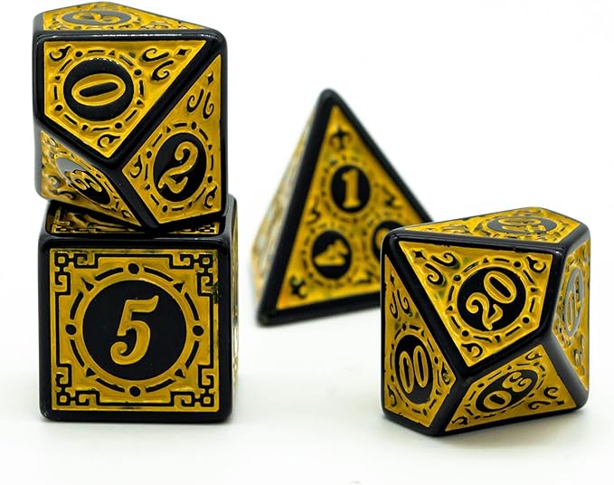 Dice Set D&D-DND Polyhedral Dice (7 Pcs) with Gift Dice Bag for Dungeons and Dragons Role Playing Dice Games RPGs (Dice-Yellow with Black Edge)