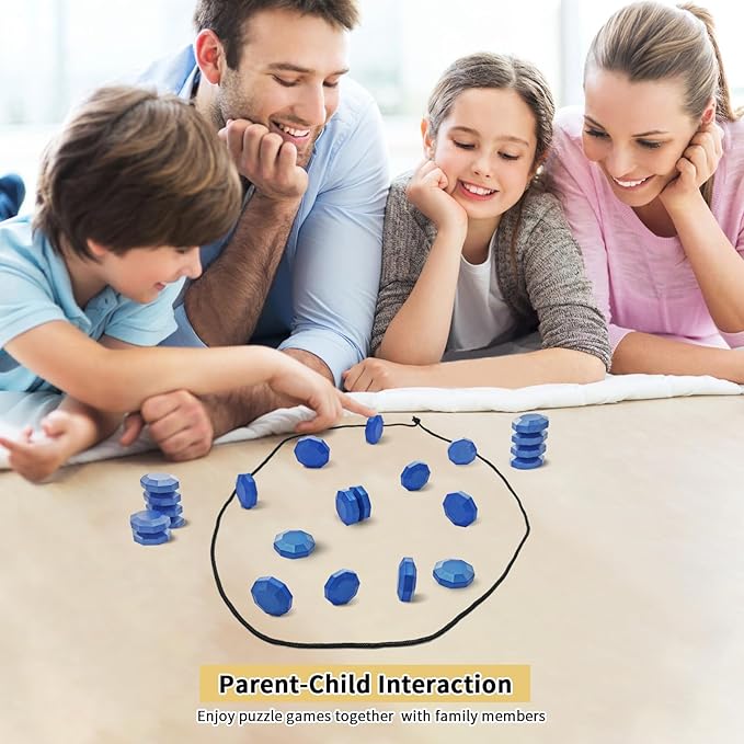 Magnetic Chess Game, Magnet Games with Stones, Puzzle Strategy Family Games, Portable Board Games, Fun Tabletop Multiplayer Chess Game (Blue)