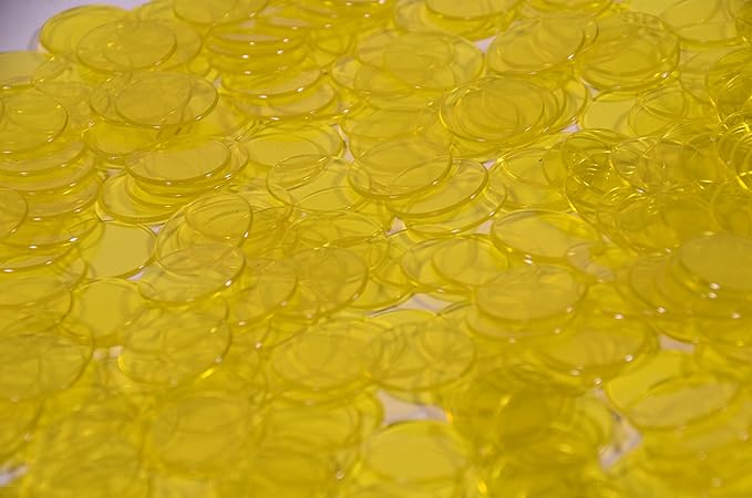 Regal Bingo Plastic Bingo Chips 1000 Pcs - Clear Transparent Counters Game Chips Set for Board Game - Fun Family Bingo Night - 3/4 Inch Yellow Color