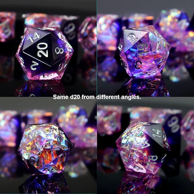 Haxtec DND Dice Set Sharp Edge Resin Dice with Dice Case Purple D&D Polyhedral Dice for TTRPGs Dungeons and Dragons DND Gift
