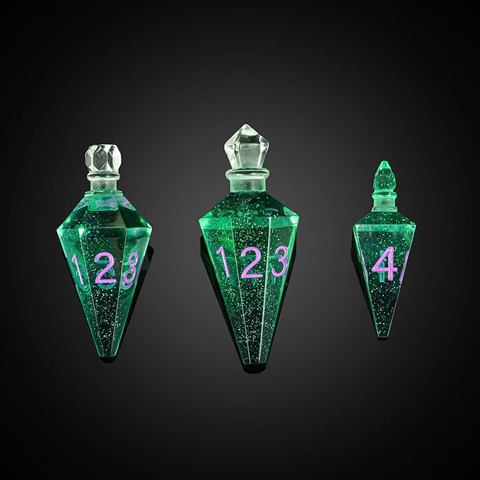 7PCS Potion DND Dice Set,Transparent Sharp Edge Dice Set D&D RPG Polyhedral Die,for Dungeons & Dragons, Pathfinder, and TTRPG Roleplaying Games (Green)