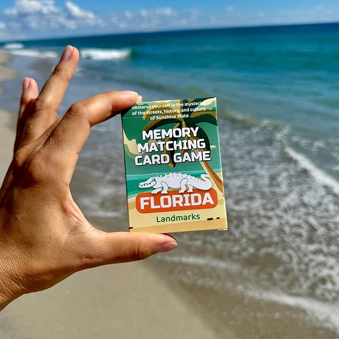 Memory Matching Card Game - Florida Landmarks – Fun & Educational Family Concentration Game for Kids, Adults & Seniors – Travel Pack