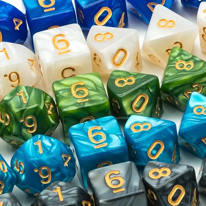 5 Sets Dice DND Polyhedral Dice Set (35pcs) with 1 Leather Die Bag, D&D Die Set for Dungeons and Dragons, RPG Table Games. (5Sets/35Pcs)