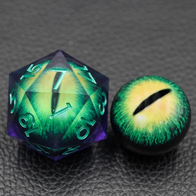 Dungeons and Dragons DND Dice D20, Moving Eyeball Liquid Core Dice Set D&D 33MM Oversized D20 Single Sharp Edge Resin dice with Gift Case, Polyhedral Dice for Role Playing Game