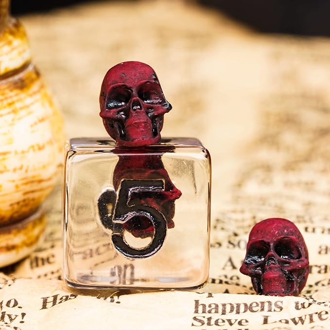UDIXI Skull DND Dice Set, 7pcs Resin RPG D&D Dice Set for Dungeons and Dragons Role Playing Game and Other Tabletop Games (Red)