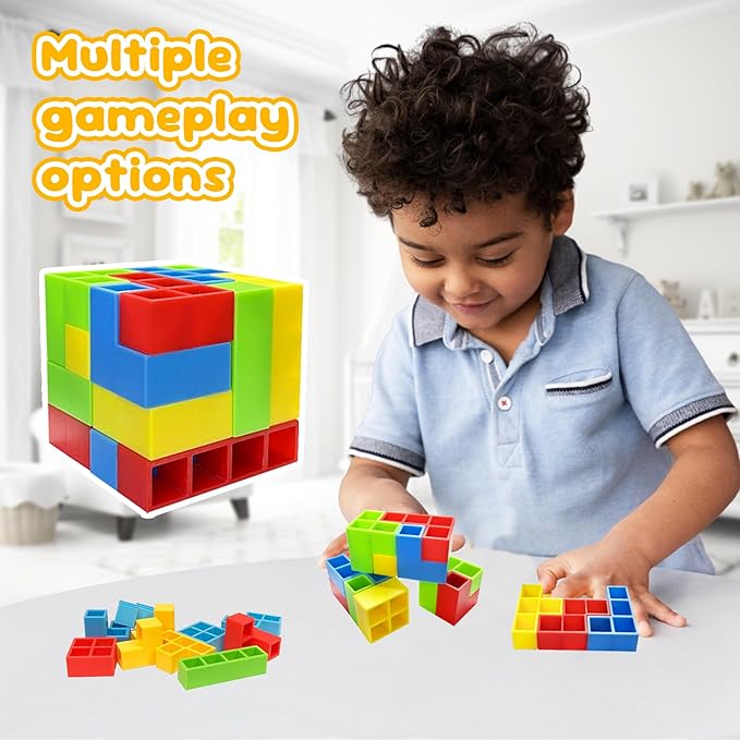 iYuePeng 48Pcs Dinosaur Stack Attack Building Balance Game, Swing Stack Board Game with Cards for Kids Age 3+, Drop The Pile of Blocks Toys for Kids & Adult, 2 Players, Family, Parties, Travel