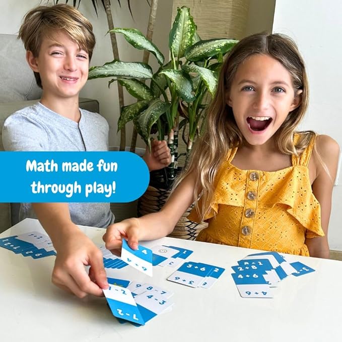Math Card Game for Kids and Adults – Fun Speed, Math and Clap Reaction Game for 2 to 6 Players – Improve Math Skills and Quick Thinking – Learning Plus & Minus Playing – Mathomino Cards