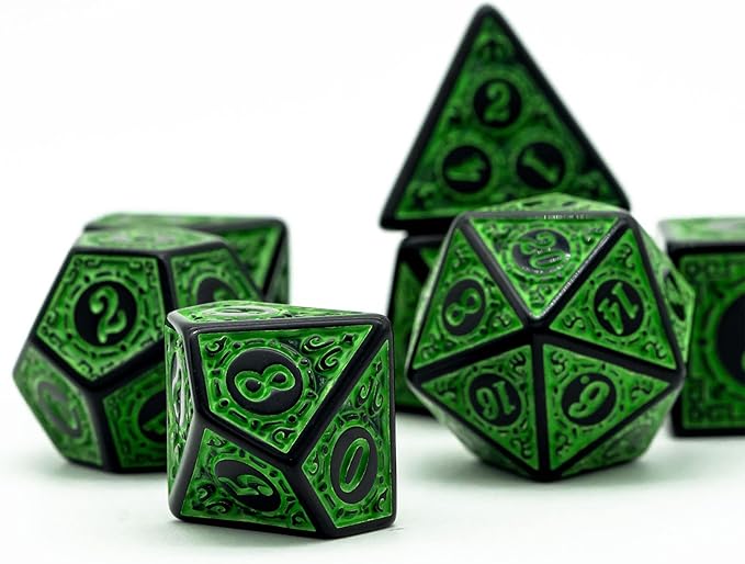 DND Dice Set -D&D Polyhedral Dice (7 Pcs) with Black Dice Bag for Dungeons and Dragons Role Playing Dice Games RPGs (Dice-Green with Black Edge)