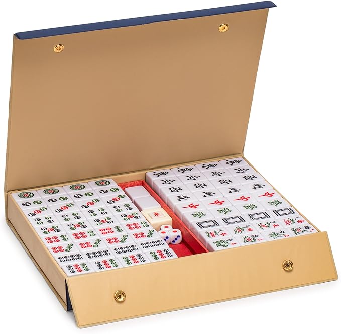 Yellow Mountain Imports "Royal Azure Chinese Mahjong Set with 146 Medium Tiles and Blue Vinyl Case — for Chinese Style Gameplay Only [「皇天藍」中國麻將]