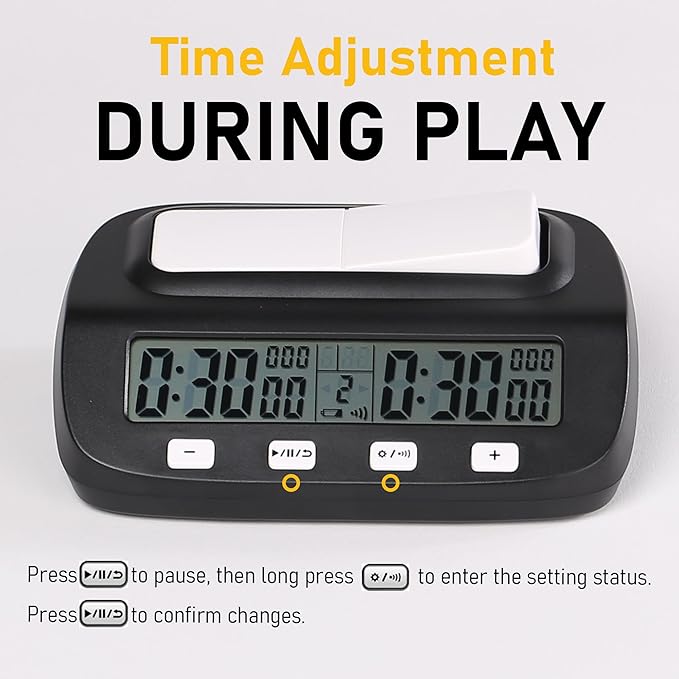 Chess Clock Digital Chess Timer for Professional Tournament Competition with Bonus Delay Count Down Up Function 2 Players Board Game Timer