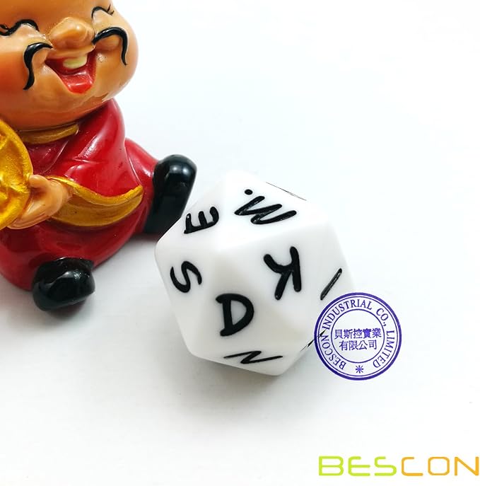 Bescon Alphabet Dice 20 Faces A-T Uppercase, 20 Sides Letter Dice, 3pcs per Set