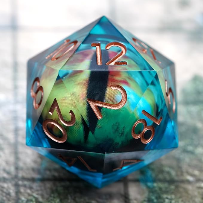 Liquid Core Dragon Eye Dice,DND RPG Dice,33mm Dragon Eye D20 for Role Playing Table Games