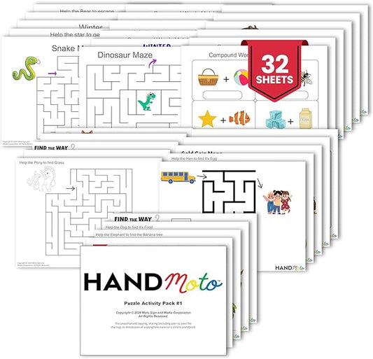 HandMoto Puzzle 1 Activity Pack – Toddler Work Book with Puzzles & Kids Work Books for Education, Fun Preschool Learning Activities for Children Ages 3-5, Kindergarten Workbooks & Activity Books