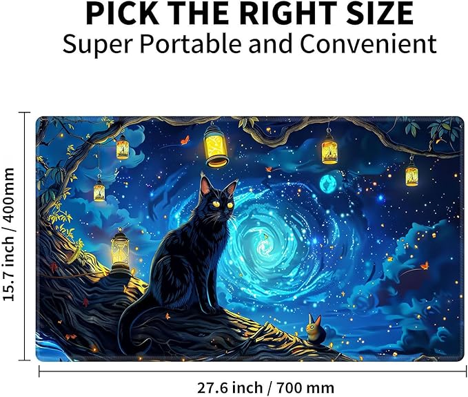 for MTG Playmat for Trading Card Games, Non-Slip Rubber Smooth Surface with Stitched Edges, Durable Desk Pad for Card Games, Custom Playmat Anime Playmat, A Mysterious and Stealthy Feline