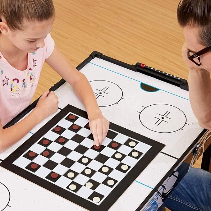 MD Sports 48 Inch 12 in 1 Combo Manual Scoring System Multi Game Room Table with Air Powered Hockey, Basketball, Foosball, Checkers, Chess, & More
