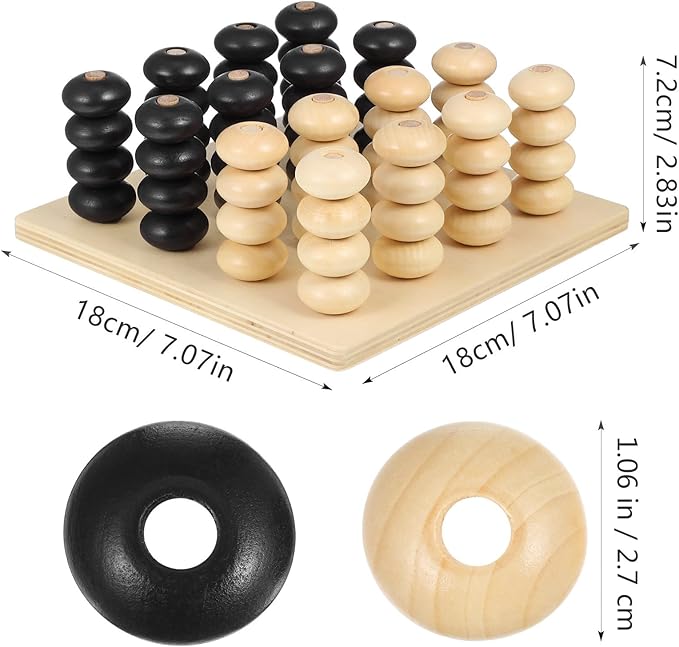 Wooden Board Game 1 Set Logical Training Toy Brain Teaser Toys 3D Four in a Row Game Table Games Brain Teaser Chess Puzzle for Desktop Aldult Parent-Child Wooden Backgammon