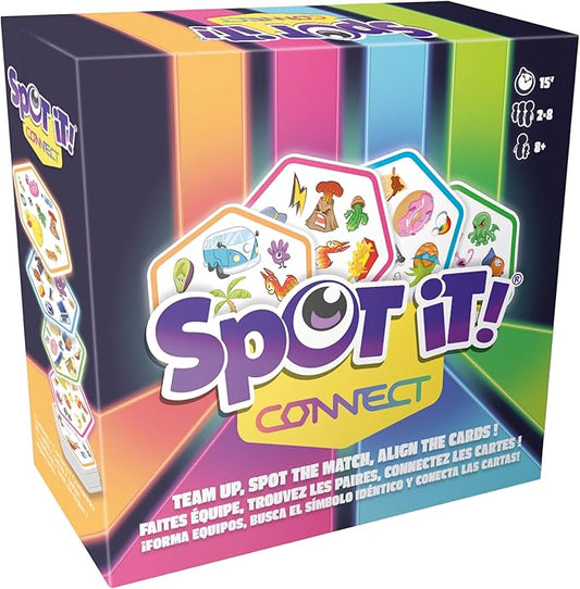 Spot It! Connect - Fast-Paced Team Matching Game, Quick Reflexes! Fun for Game Night with Family and Friends, Great for Kids & Adults, Ages 8+, 2-8 Players, 15 Minute Playtime, Made by Zygomatic